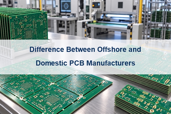 difference between offshore and domestic PCB manufacturers, finished printed circuit boards on a professional inspection bench