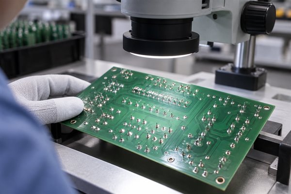 Dip soldering, close inspection of through-hole solder joints after PCB immersion