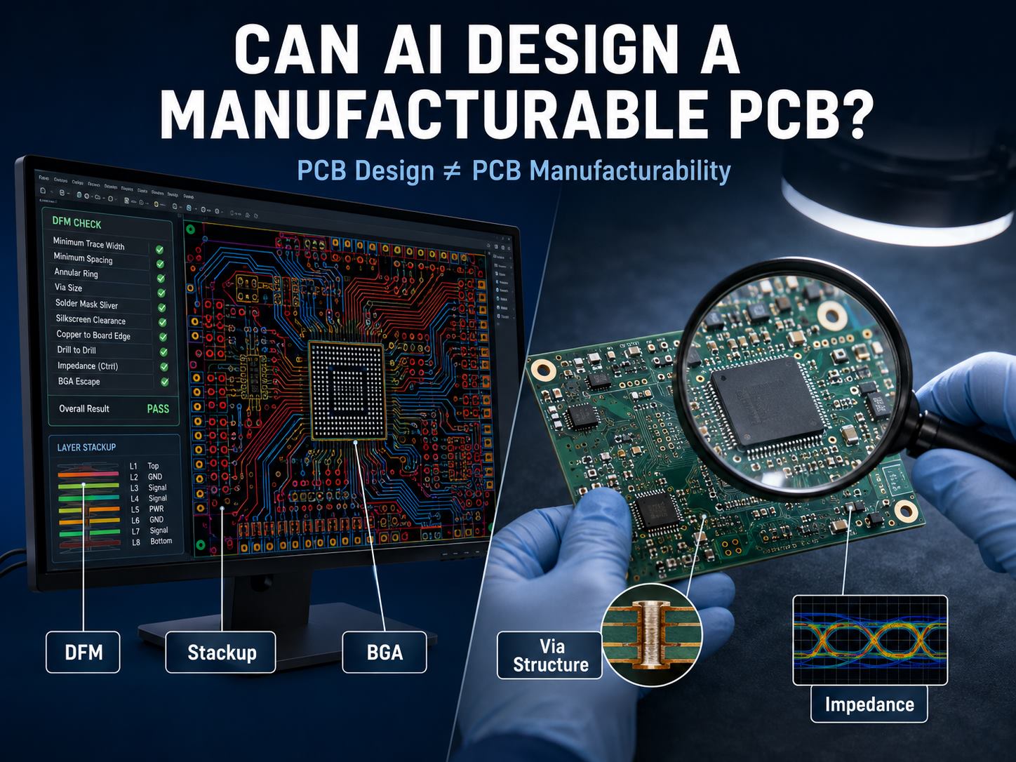 AI-assisted PCB design compared with physical PCB manufacturability review