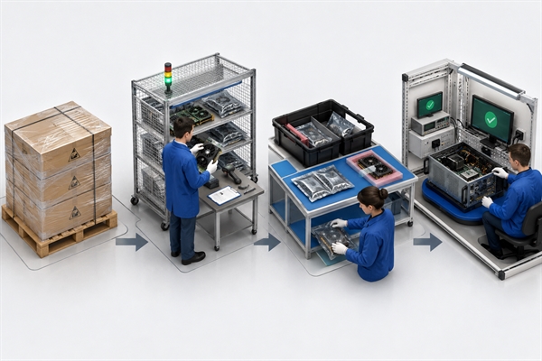Customer supplied material control from receipt through Box Build testing