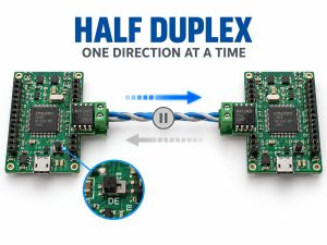Half duplex communication using one shared channel and alternating data direction