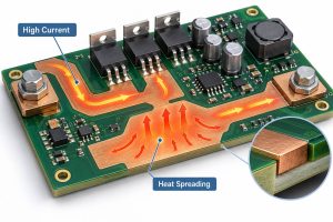 Heavy copper PCB design for high current and heat spreading