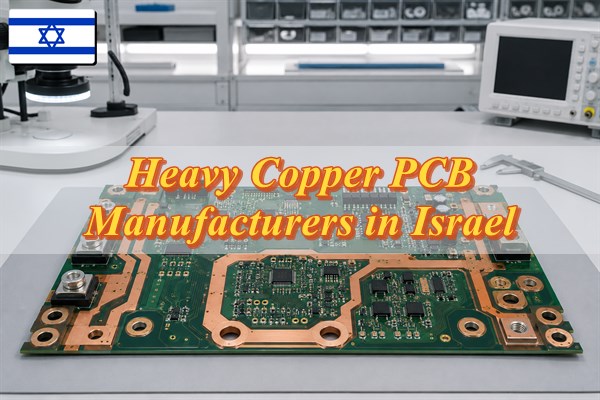 heavy copper PCB manufacturers in Israel, heavy copper power board under inspection on an electronics workbench