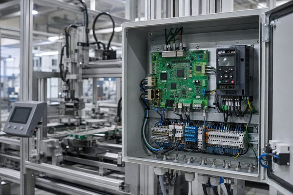 Embedded controller PCB installed in an industrial automation cabinet