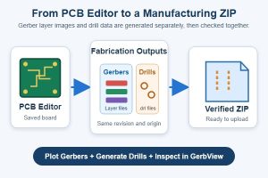 How to export Gerber files from KiCad, process from PCB Editor through separate Gerber and drill output to a verified ZIP