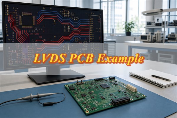 LVDS PCB example, engineering workstation used to review differential routing on a printed circuit board