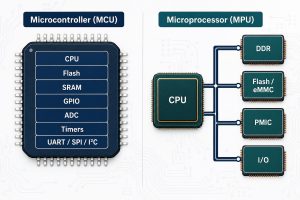 Microcontroller and microprocessor architecture block diagram