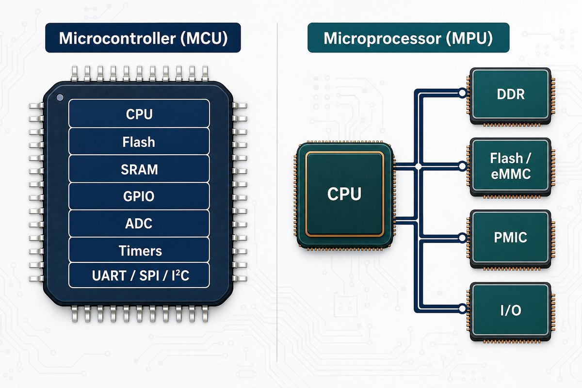 Microcontroller and microprocessor architecture block diagram