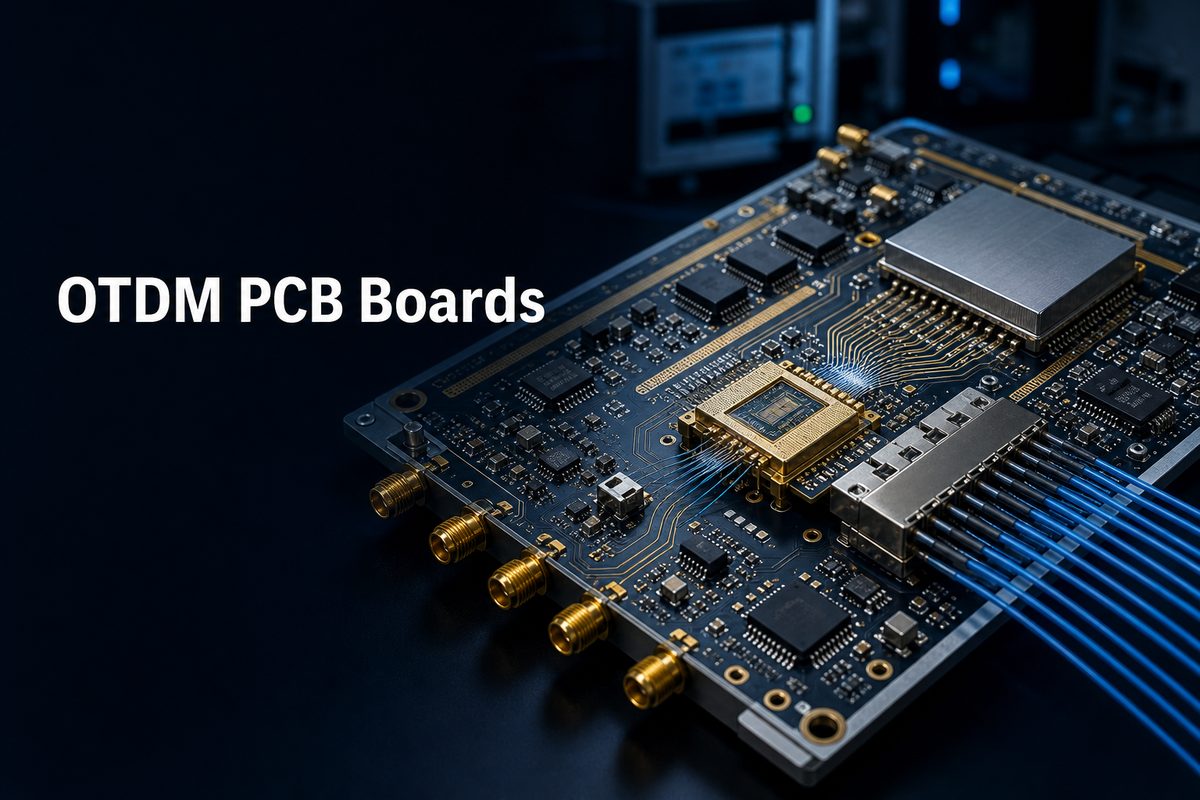 OTDM PCB boards with high-speed RF connections and photonic module