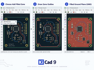 How to add a GND filled copper zone and ground plane in KiCad 9