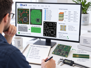 KiCad 9 multilayer PCB fabrication review with Gerber stackup via and impedance checks
