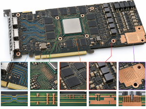 AI acceleration card PCB design showing high-speed routing BGA breakout power delivery thermal structures and multilayer stackup