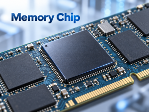 Memory chip mounted on a detailed PCB