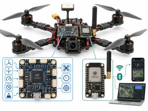Drone architecture using STM32 for flight control and ESP32 for wireless telemetry