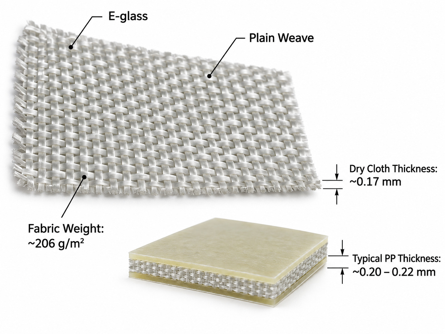 7628 E-glass plain weave fiberglass cloth with dry cloth and prepreg thickness specifications