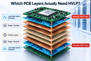 AI server PCB layer stack highlighting high-speed layers that should prioritize HVLP copper foil