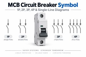 MCB Circuit Breaker Symbol: 1P, 2P, 3P, 4P & Single-Line Diagrams