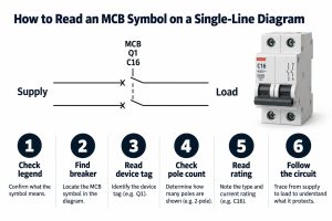 How to read an MCB symbol on a single-line diagram step by step