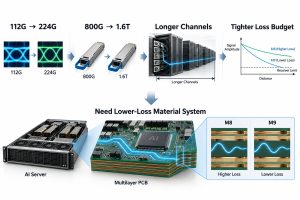 AI server PCB transition from 112G to 224G and 800G to 1.6T with tighter loss budget