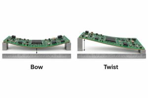 PCB bow compared with PCB twist deformation