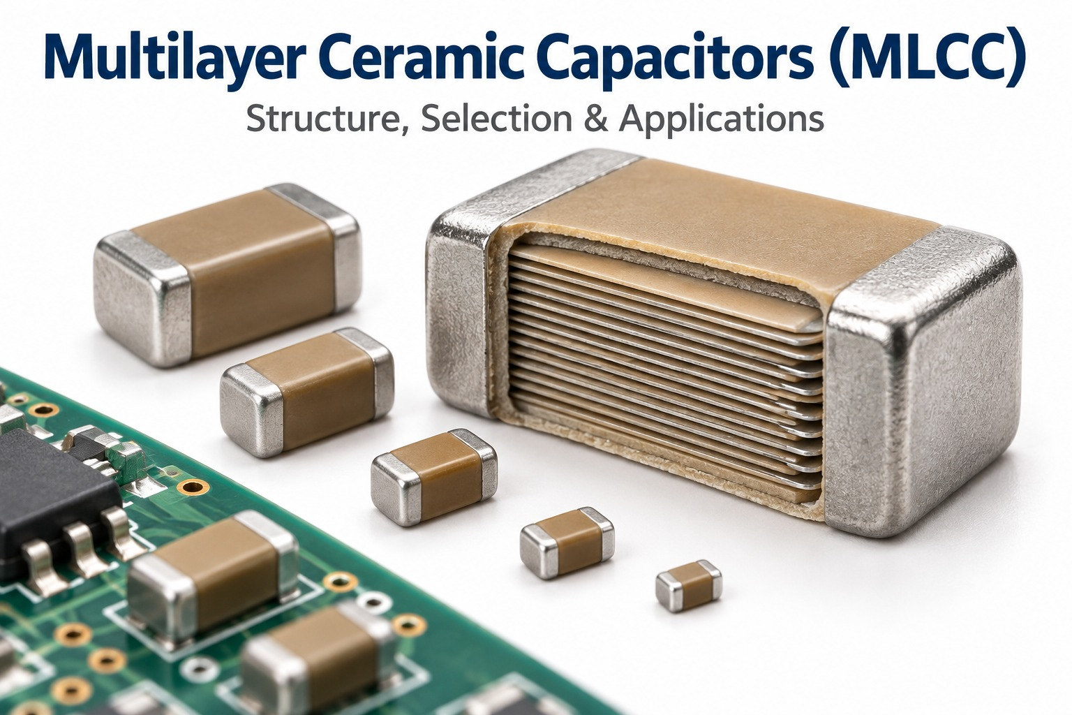 Multilayer Ceramic Capacitors MLCC with cutaway internal layer structure