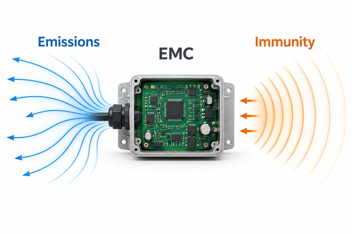 Electromagnetic compatibility balancing emissions and immunity