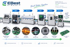 PCBA manufacturing process including SMT reflow AOI X-ray and testing