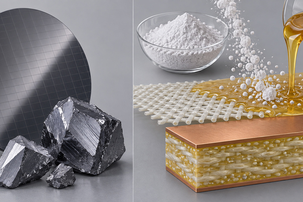 Comparison of elemental silicon and silica filler used in PCB laminate resin