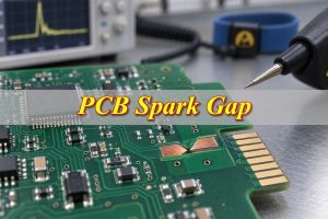 PCB spark gap, exposed copper electrodes near a board-edge connector
