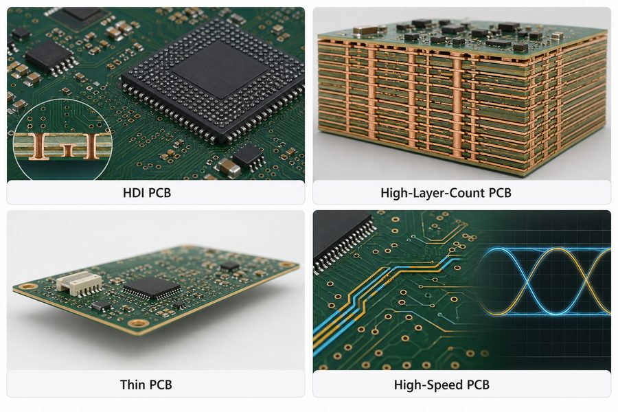 HDI, high-layer-count, thin, and high-speed PCB types affected by glass cloth availability