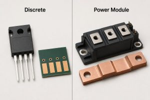 Comparison of a discrete SiC package and a SiC power module