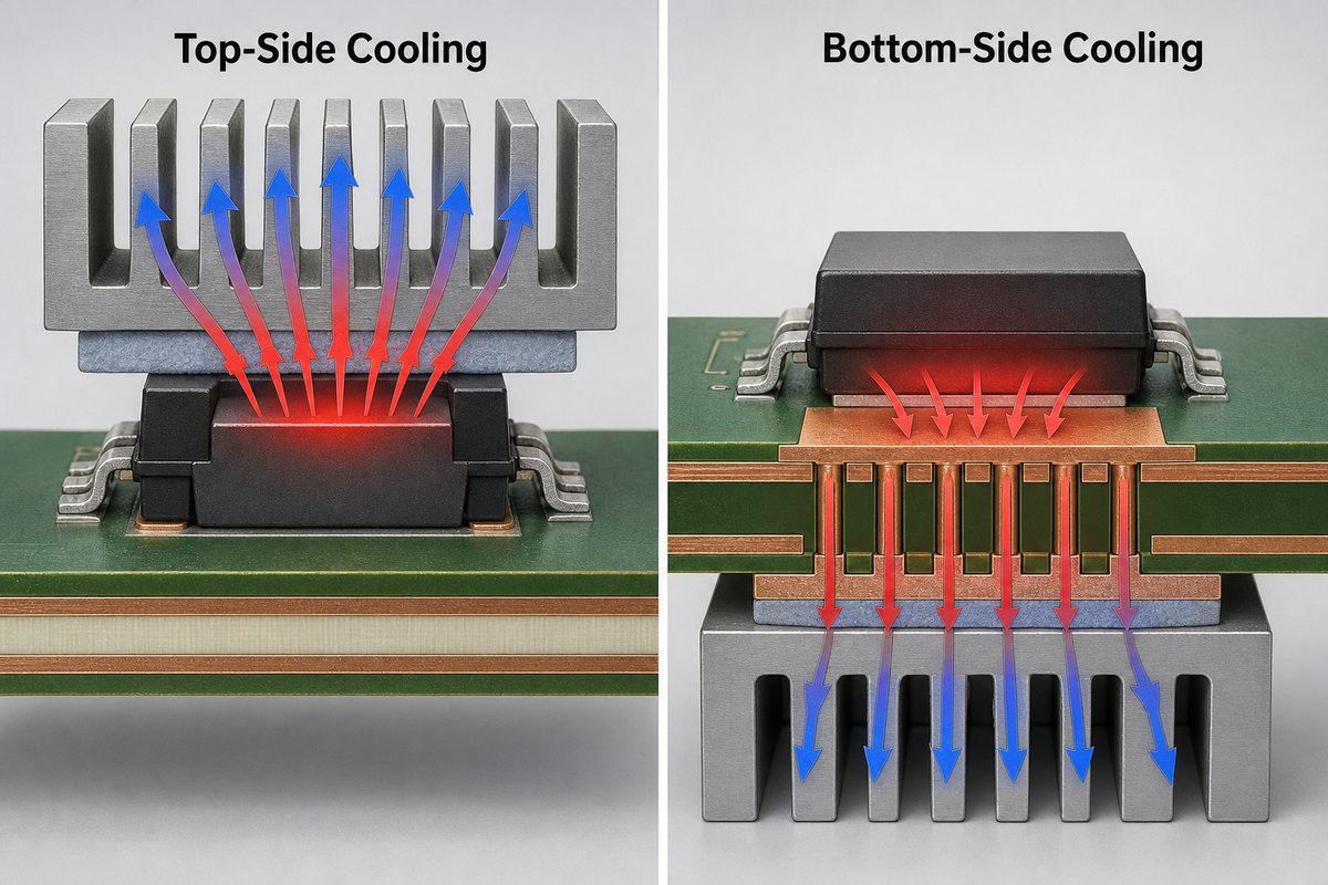 Top-side and bottom-side cooling paths for SiC surface-mount packages