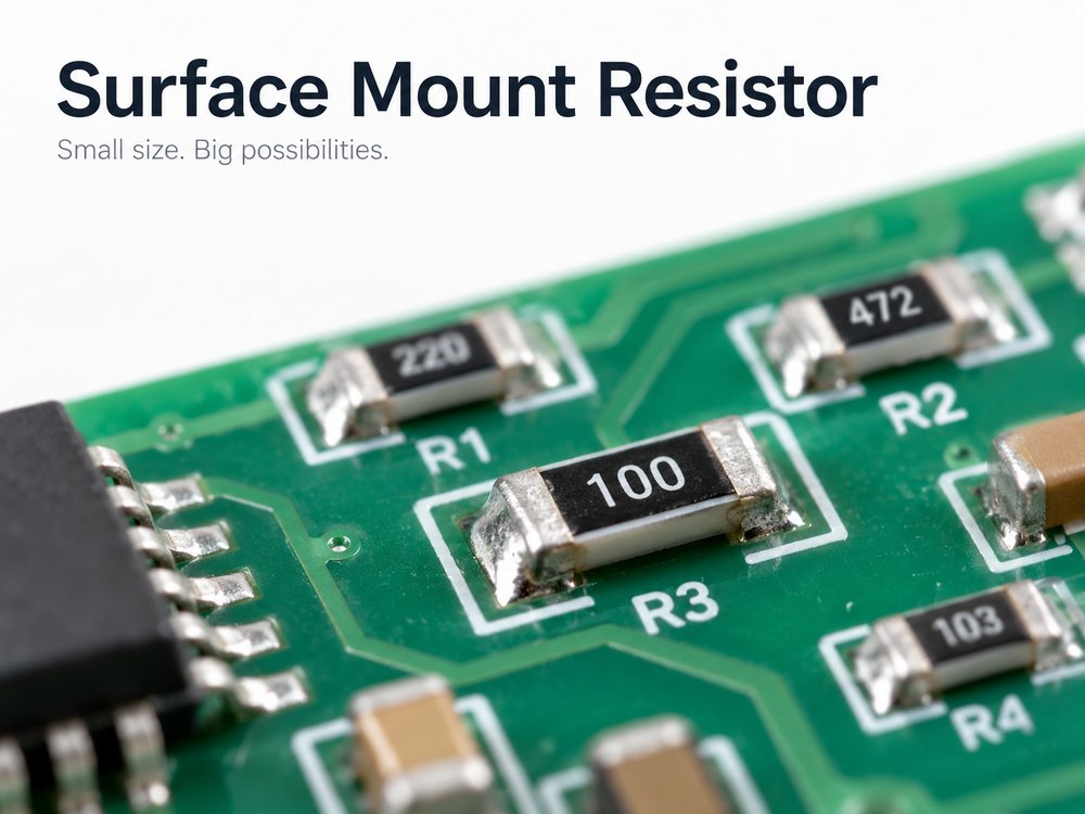 Surface mount resistor mounted on a printed circuit board