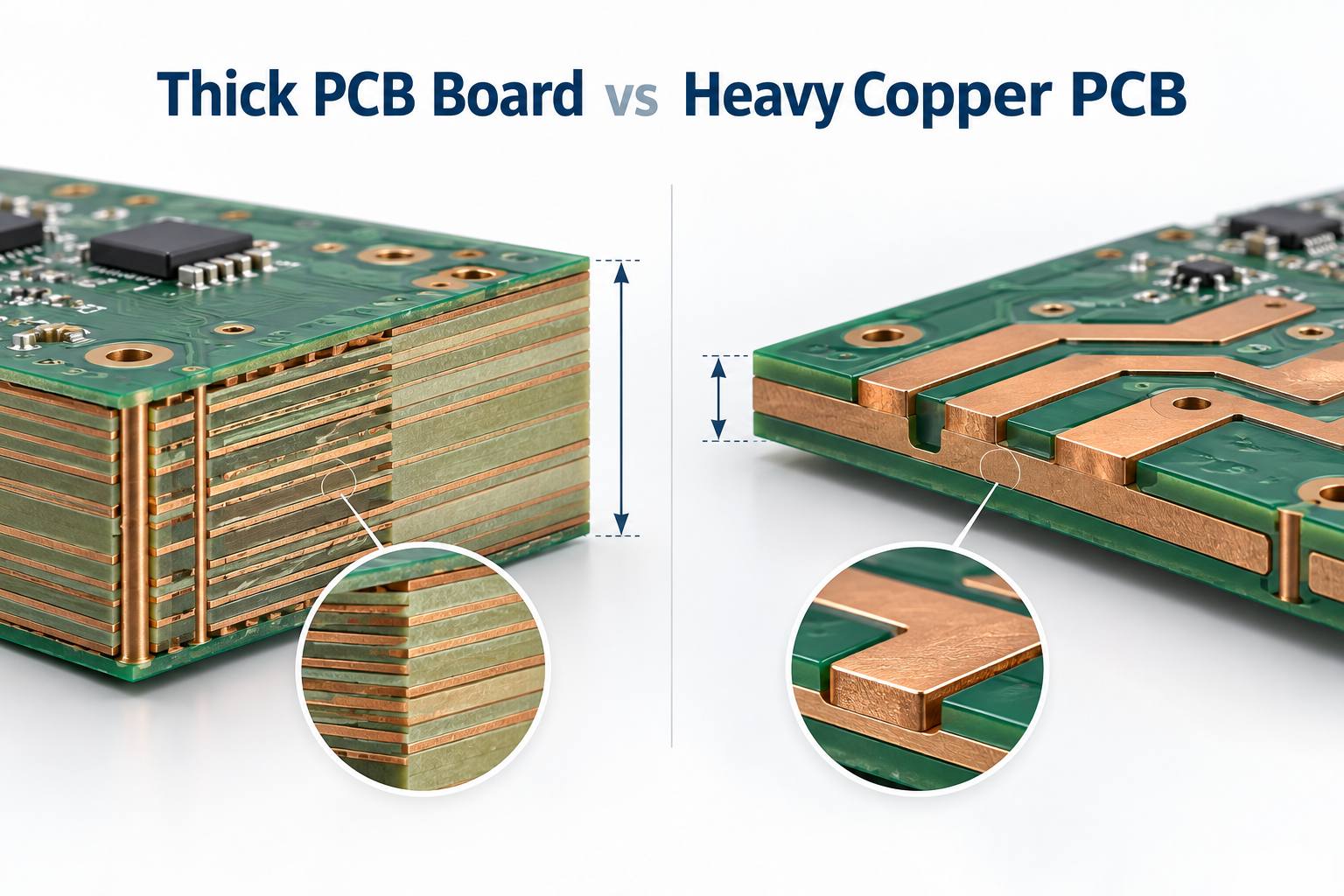 Thick PCB board versus heavy copper PCB engineering comparison