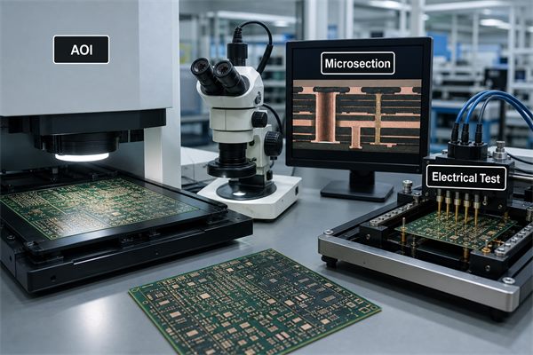 UHDI PCB microsection and automated optical inspection workflow