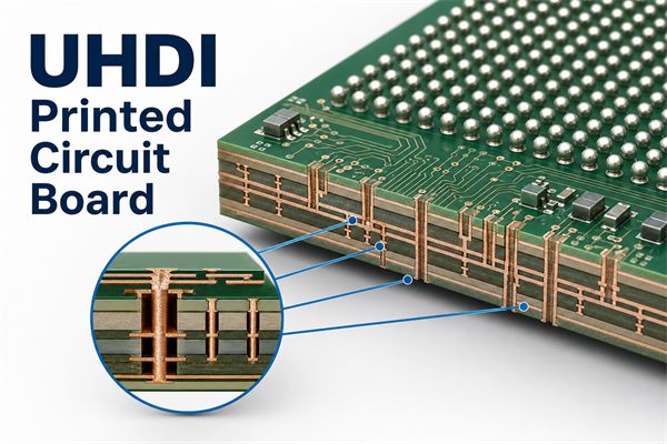 UHDI printed circuit board with ultra-fine traces and laser microvias