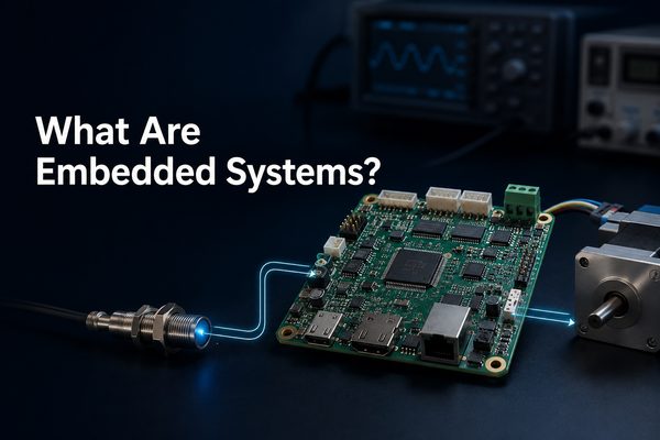 Embedded control PCB connecting a sensor input to a motor output