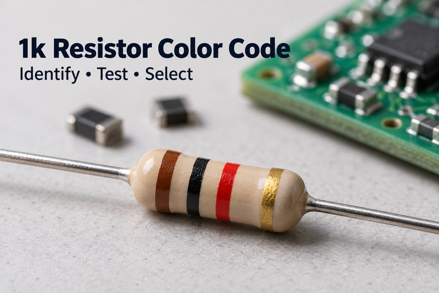 1k resistor color code with brown black red gold bands