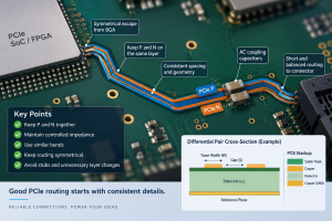 PCIe Routing Guidelines for PCB Design: Impedance, Length Matching, Vias, and Stackup