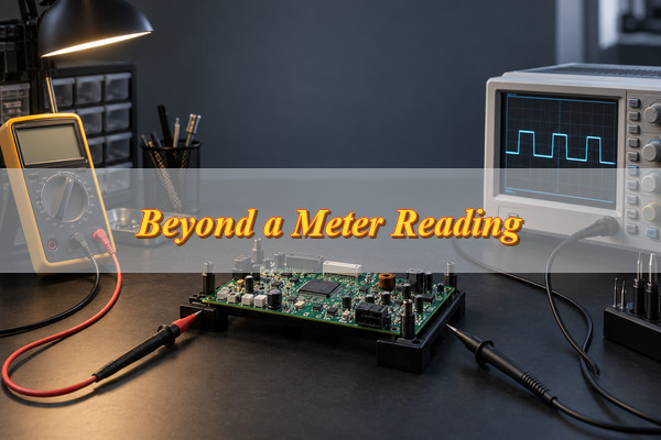 voltmeter vs multimeter, multimeter and oscilloscope used to inspect different PCB electrical behavior