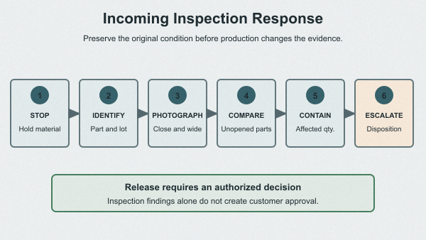 Incoming inspection workflow for isolating and documenting a suspected coating meniscus crack