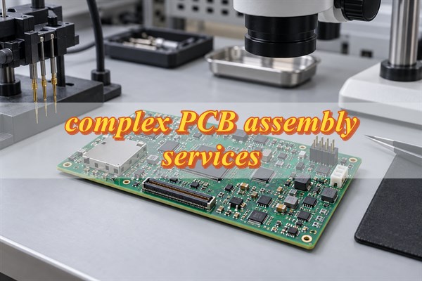 Complex PCB assembly with fine-pitch components, connectors, and mixed package types