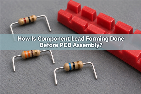 Component lead forming with preformed axial resistors and a forming jig; AI illustration