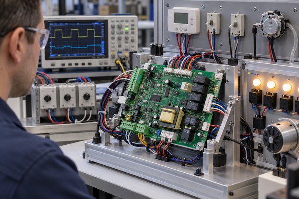 Furnace circuit board connected to a functional test fixture