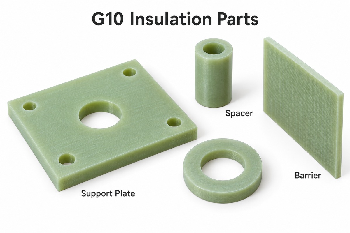 G10 insulation spacer, barrier and support plate on a white background