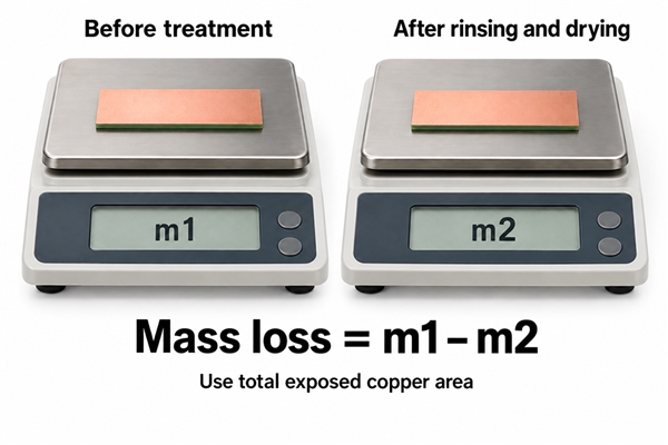 Coupon mass-loss measurement schematic with no fabricated test readings