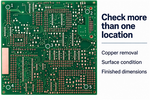 Illustrative panel sampling positions for copper removal and surface condition checks