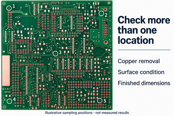 Illustrative panel sampling positions for copper removal and surface condition checks