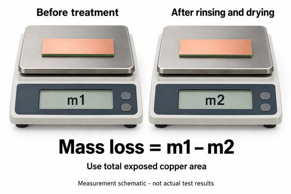 Coupon mass-loss measurement schematic with no fabricated test readings