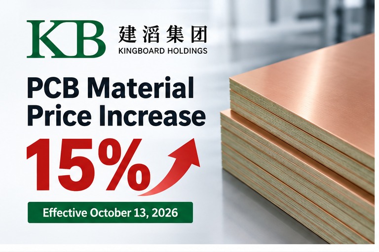 PCB material price increase of 15% announced October 13, 2026